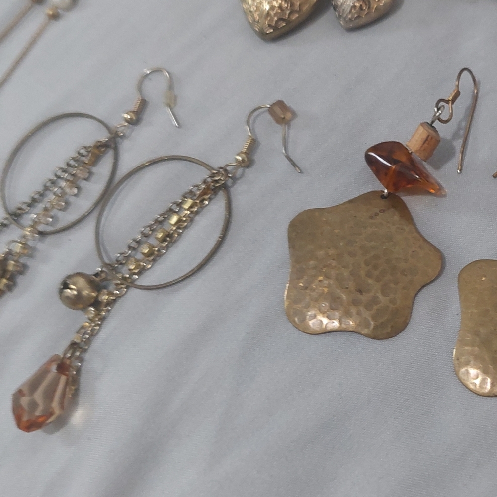 Boho Jewellery LOT: gold pewter amber pearl LOOK costume jewelry leather hearts - Picture 6 of 6